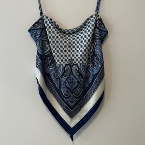 SHEIN Blue and White Paisley Tank Top